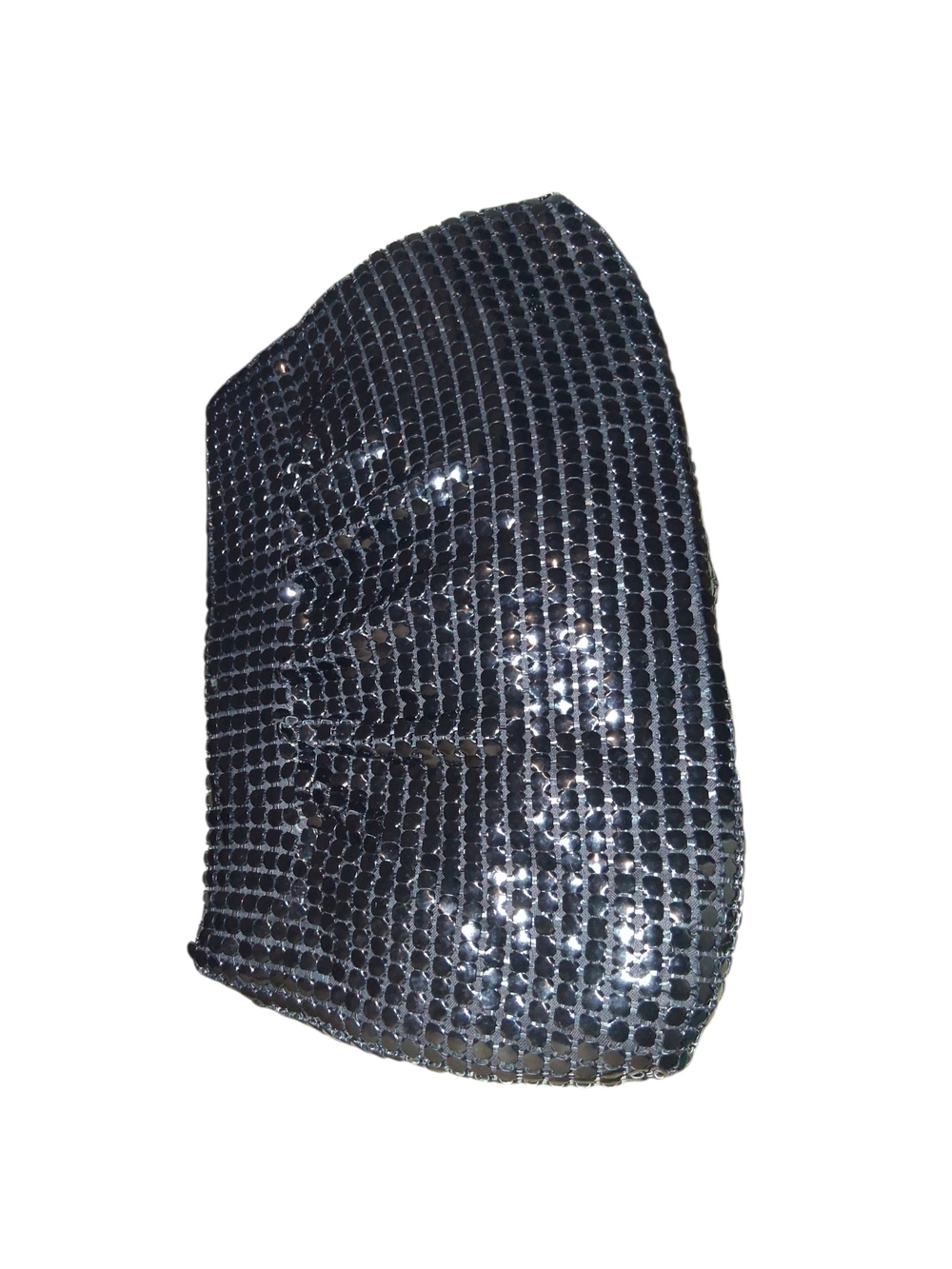 Black Metallic Chainmail Mesh Evening Clutch Bag Statement Party Purse